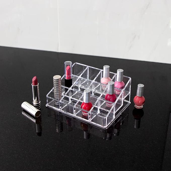 Isaac Jacobs Clear Acrylic 12 Compartment Nail Polish Holder, Organizer - Image 4