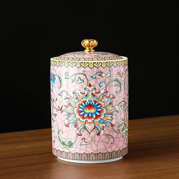 Enamel Ceramic Tea Caddy Tea Canister Tea Storage Container Tins Jar - Image 2