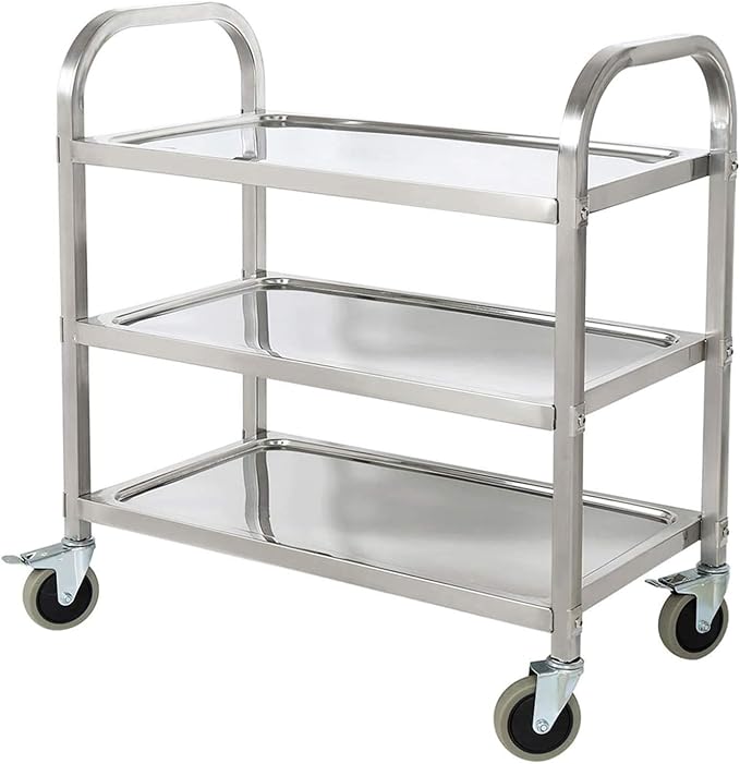 tonchean Stainless Steel Utility Cart 400 lbs Capacity 3 Tier Restaurant Carts - Image 9