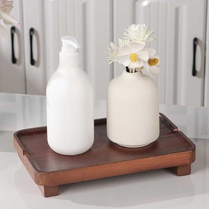Wood Riser Small Decorative Tray Sink Soap Dish, Vanity Tray Pedestal Stand 9 x - Image 9
