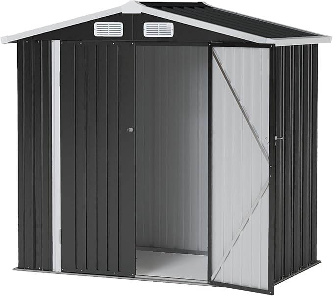 6x4FT Outdoor Storage Shed, Metal Garden Tool Shed - Image 8