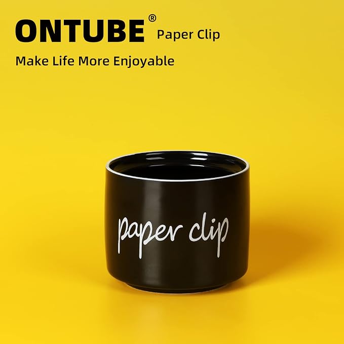 ONTUBE Farmhouse Paper Clip Holders, Ceramic Binder Clip Dispenser Organizer - Image 7