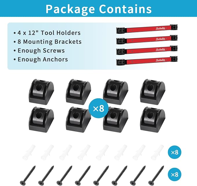 4 Pieces 12" Magnetic Tool Holder Strip, Metal Tool Organizer Rack - Image 7