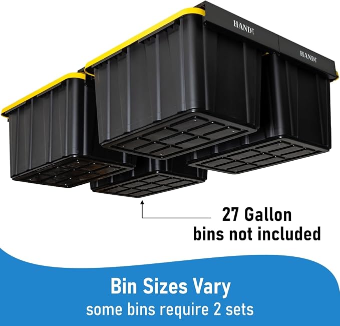HandT USA Based Overhead Garage Storage Rack, Ceiling Tote Bin Organization - Image 8