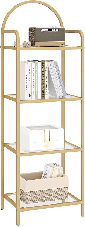 Hzuaneri Bookcase Bookshelf, Tempered Glass Bookshelves | Slim Shelving Unit - Image 9