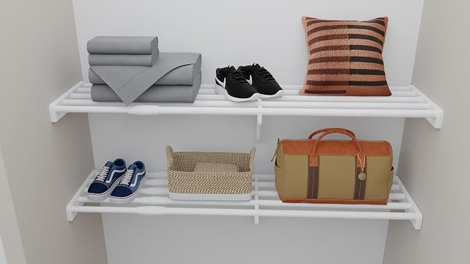 EZ Shelf - DIY Expandable Closet Shelf - 40.5” to 73” - White - Easy to Install - Image 9