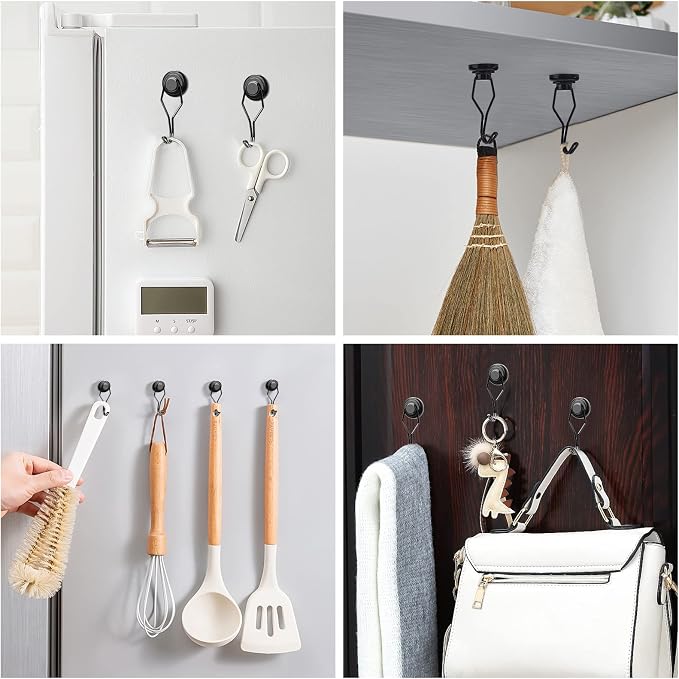 MIKEDE Black Magnetic Hooks Heavy Duty, 80 lb+ Strong Swivel Swing Neodymium - Image 6
