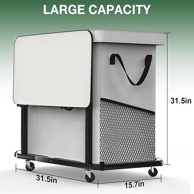 60 Gal Laundry Basket with Lid, Rolling Laundry Hamper with Wheels, Dirty - Image 6