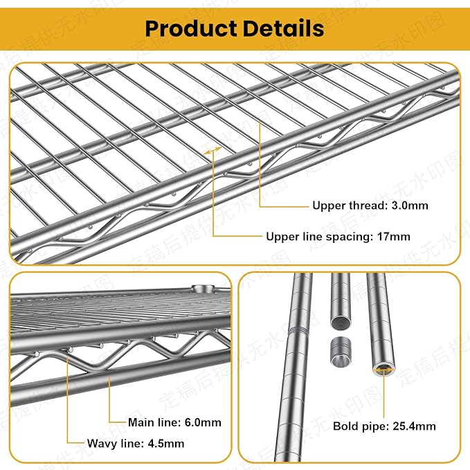 4- Shelf Storage Shelves Wire Shelving Unit Adjustable Metal Shelving Sturdy - Image 9