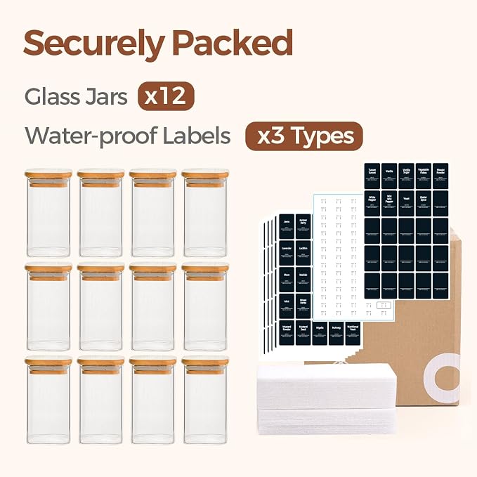 ComSaf 12Pcs Glass Spice Jars - Image 8