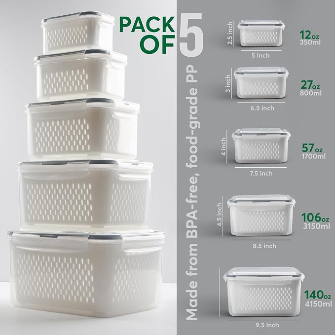 5 Set Fruit Storage Containers for Fridge - Image 9