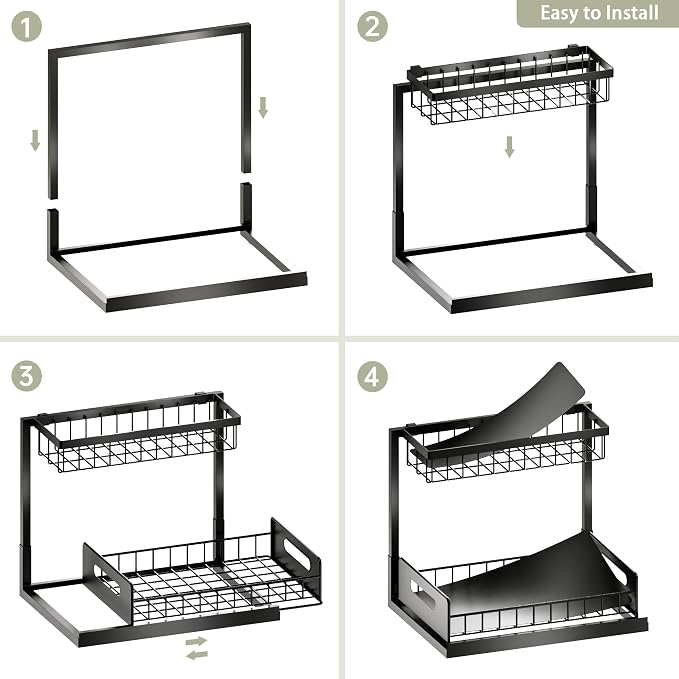 Under Kitchen Sink Organizer 2 Tier, Pull Out Bathroom Sink Organizers and - Image 7
