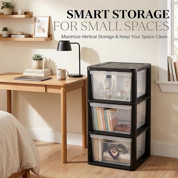 3 Drawer Plastic Storage Tower Craft Organizer Chest - Image 9