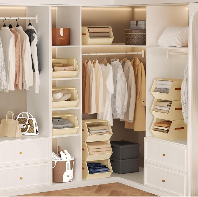 Stackable Closet Organizers and Storage Bins, Open Front Closet Shelf Organizer - Image 8