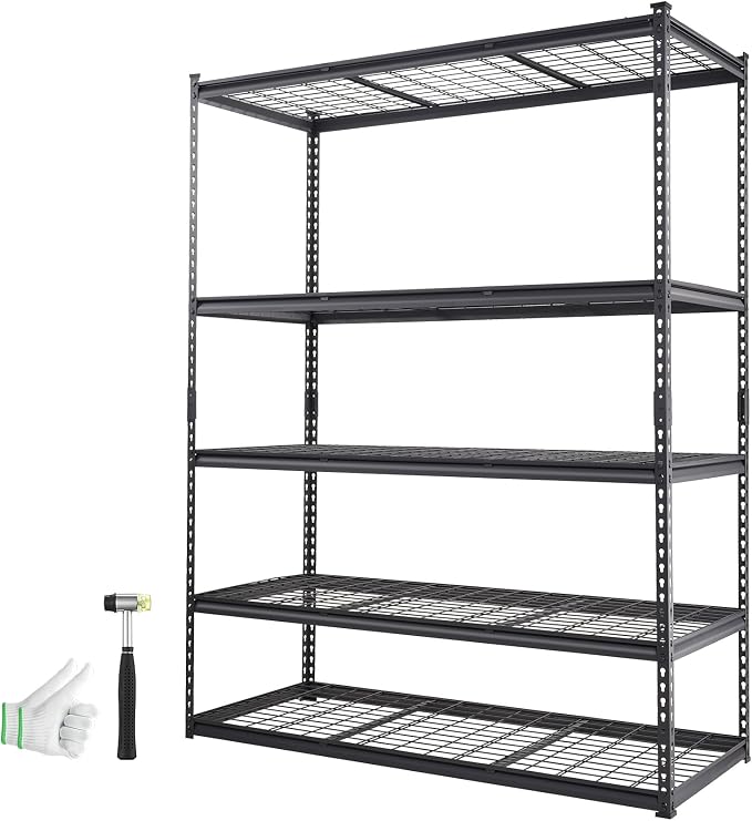 VEVOR Storage Shelving Unit 5-Tier Adjustable 2000 lbs Capacity Black | Heavy - Image 9