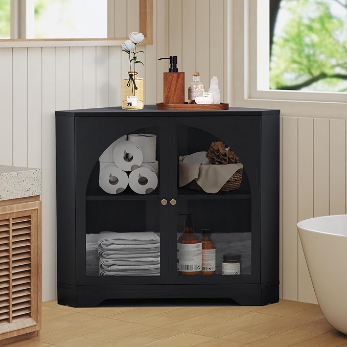 31.5" Mid-Century Modern Small Coner Storage Cabinet, Kitchen Coofee Bar - Image 9