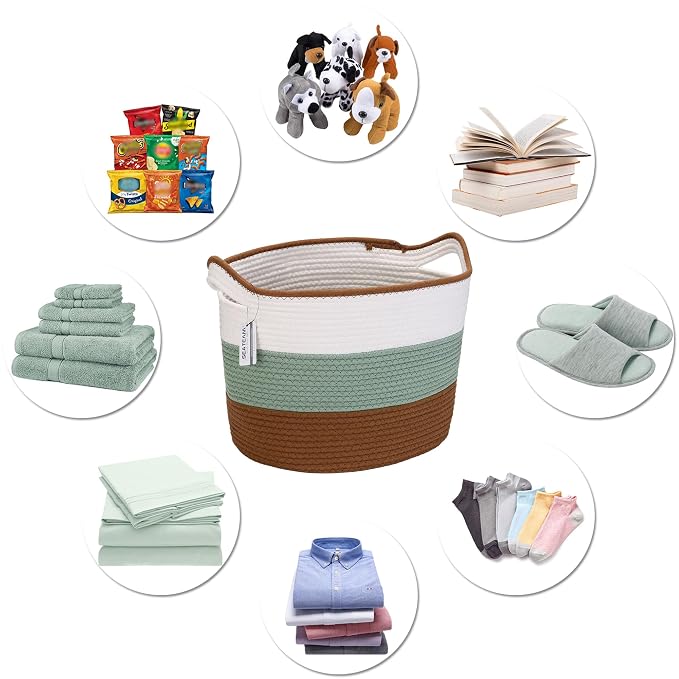 Sea Team Oval Large Cotton Rope Woven Storage Basket - Image 4