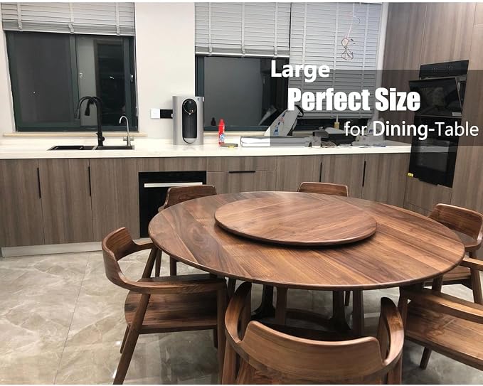 30 Inches Black Walnut Wood Lazy Susan Organizer, Solid Wooden Round Turntable - Image 6