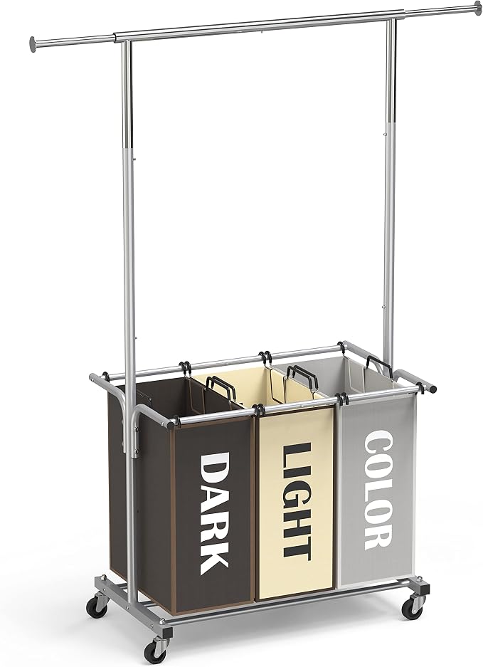 Simple Houseware 3-Bag Laundry Sorter - Image 9