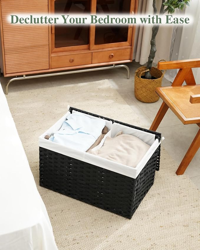 SETVSON Storage Basket with Lid PE Rattan Storage Basket 105L, 2 Removable - Image 8