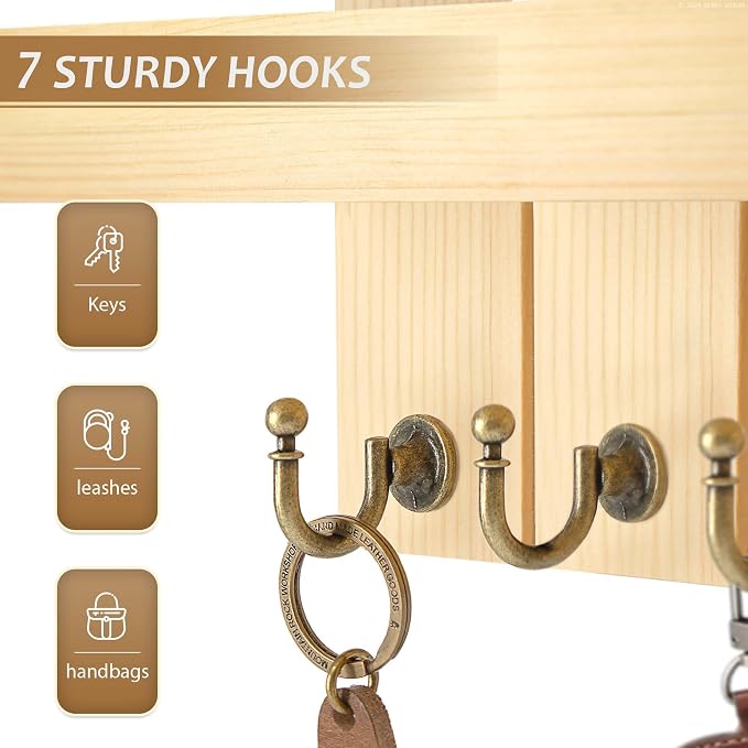 Rebee Vision Farmhouse Pine Key Holder Wall Mount - Image 6