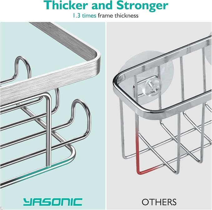 YASONIC Corner Adhesive Shower Caddy, - Image 9