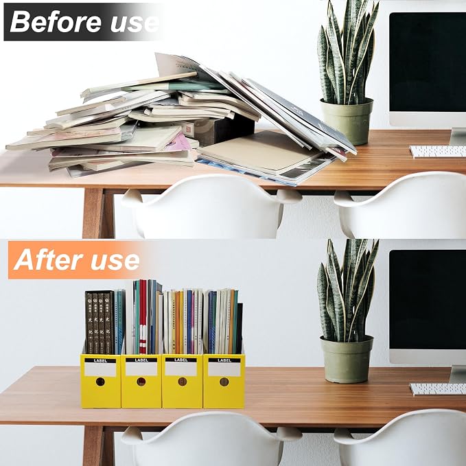Limitliho 2 Pack Yellow Cardboard Magazine Holder - Image 6