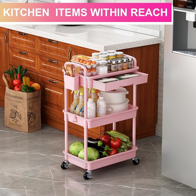 Goovilla 3 Tier Rolling Utility Cart Organizer - Image 7