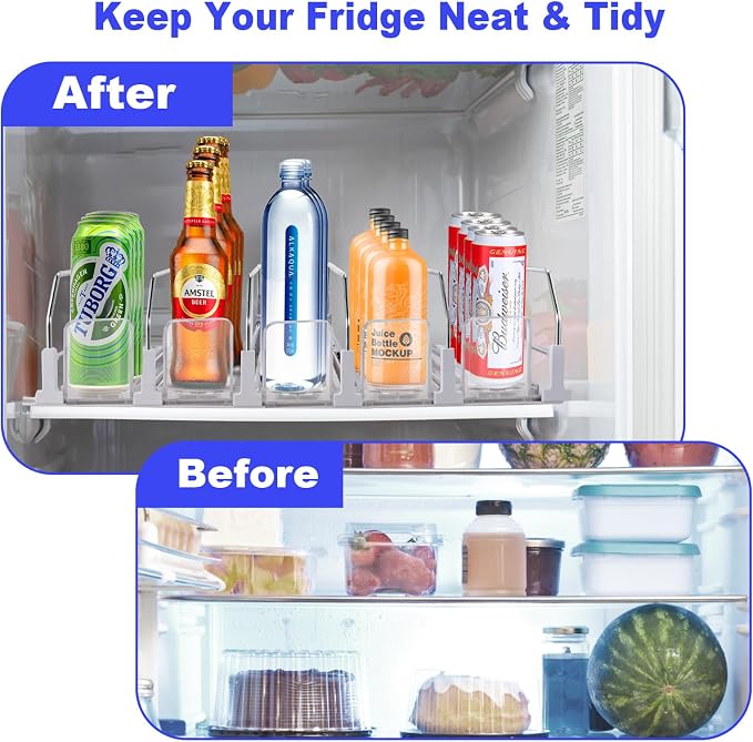 Drink Organizer for Fridge, 16.5” D Soda Can Fridge Drink Organizer, - Image 8