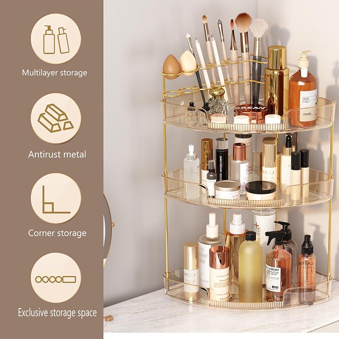 FELIZHOUSE 3-Tier Corner Bathroom Counter Organizer, Bathroom Countertop Shelf - Image 6