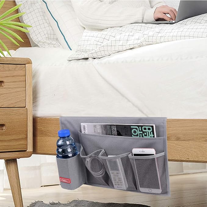 Bedside Caddy, 5 Pockets Bedside Organizer Caddy Under Mattress, Holds Water - Image 7