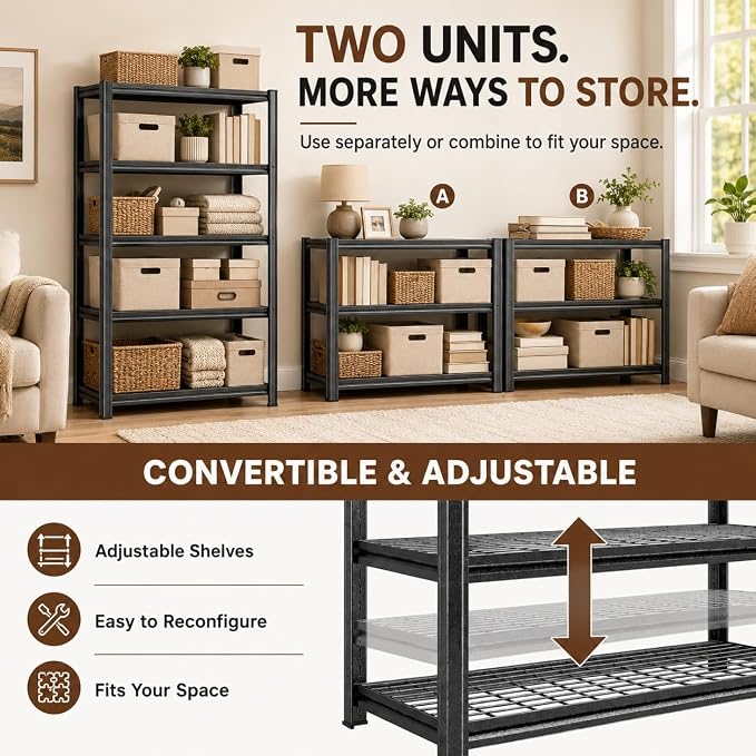 Heavy Duty Metal Bookshelf Adjustable Storage Shelving Unit - Image 9