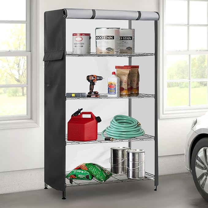 Storage Shelf Cover, Outdoor Heavy Duty 600D 60''W x 24''D x 72''H Dustproof - Image 9