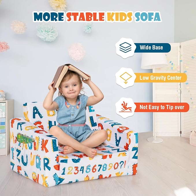 COSTWAY Kids Sofa, 2-in-1 Convertible Sofa to Lounger - Image 9