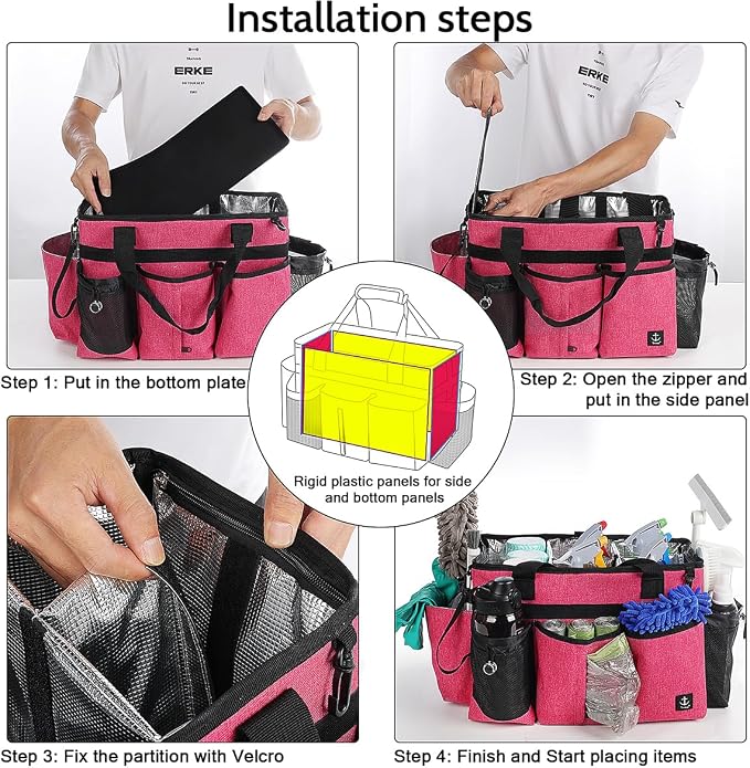 Large Cleaning Caddy Bag Built-in Sturdy Support Board, Cleaning Organizer - Image 7