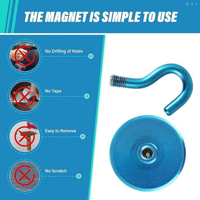 Neosmuk Magnetic Hooks, Heavy Duty 130lb+ Strong Magnet Hook - Image 6