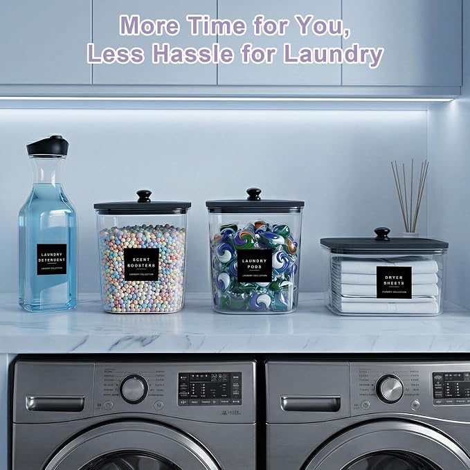 POLRAI Laundry Pod Containers and Dryer Sheet Holder and Laundry Detergent - Image 7