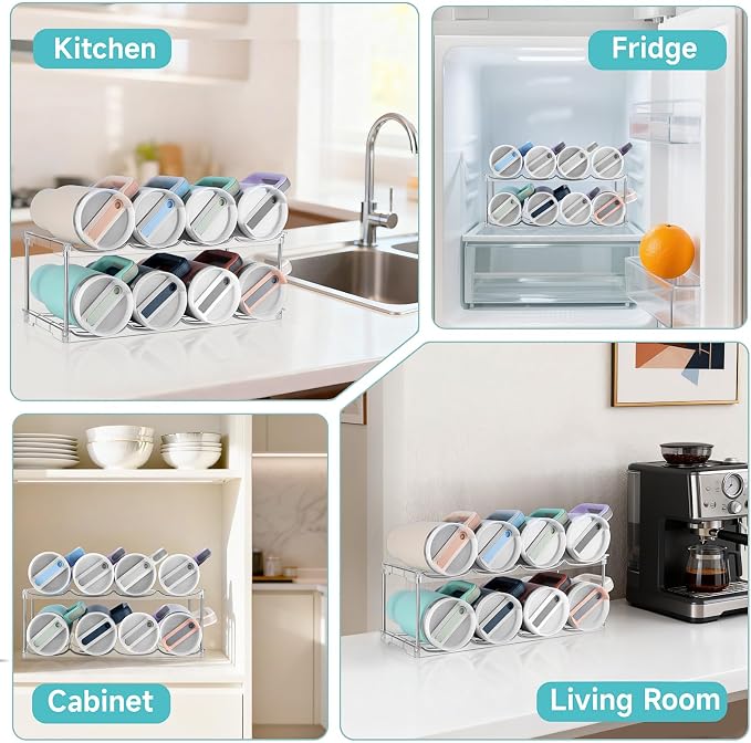 Stackable Water Bottle Organizer, Large Compartment Water Bottle Holder - Image 6