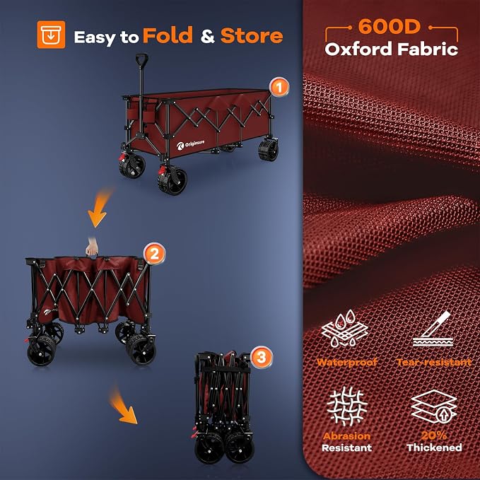 48" L Collapsible Beach Wagon Cart Foldable, 560lbs Weight Capacity 300L Heavy - Image 9
