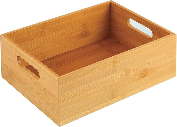 mDesign Bamboo Kitchen Cabinet & Fridge Drawer Organizer Tray - Image 8