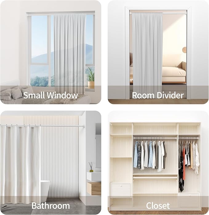 Mcrbeay Shower Curtain Rod, Non Slip Adjustable 28-102 inch No Drilling Shower - Image 7