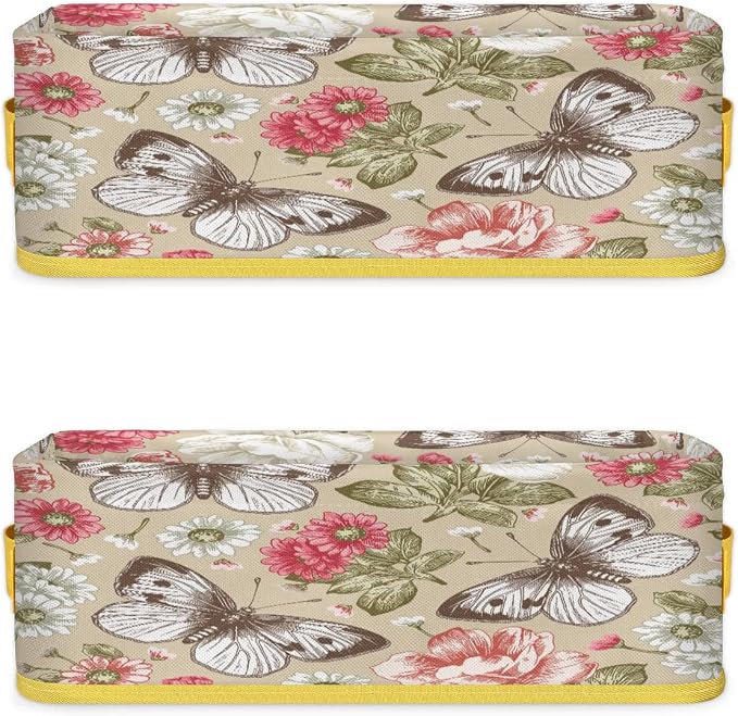 Flowering Butterfly Plants Bathroom Storage Basket, Foldable - Image 8