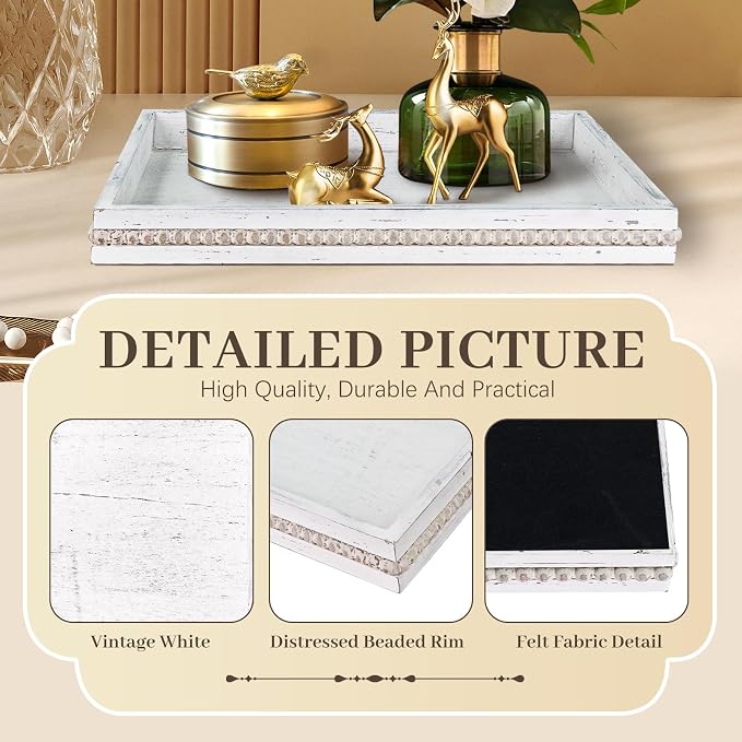 Wooden Decorative Tray, Rectangular Serving Tray - Image 6