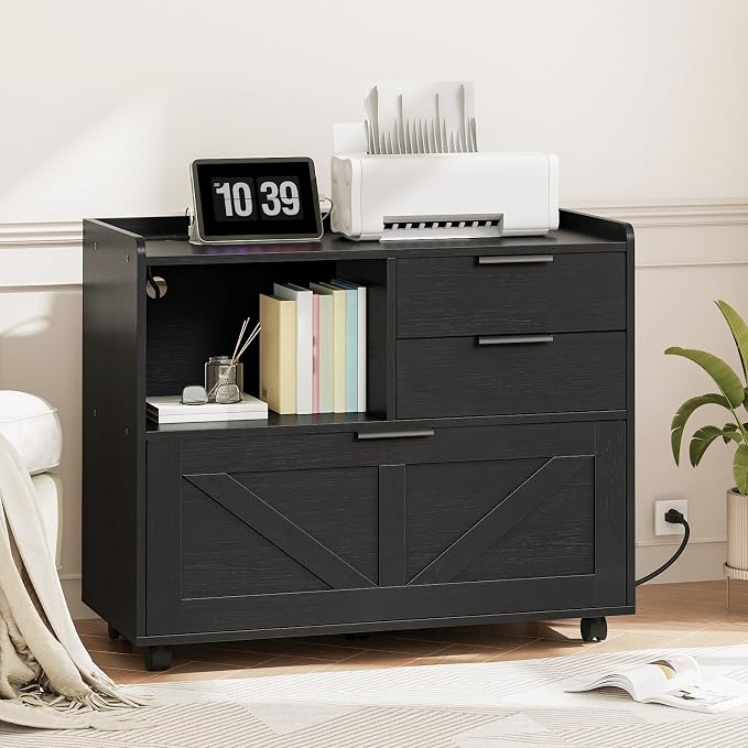 HOOBRO Lateral File Cabinet, Wooden Office Storage Drawers - Image 9