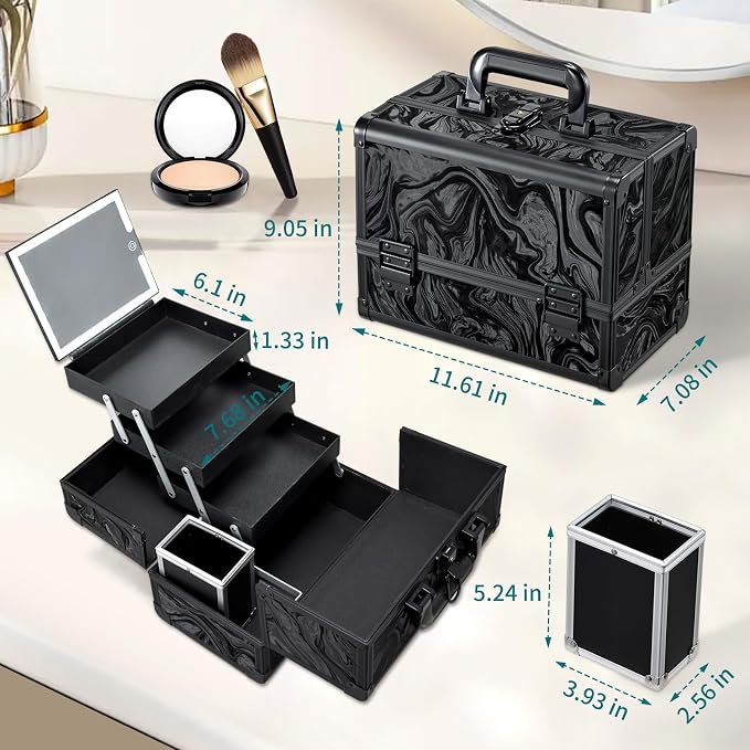Travel Makeup Case with LED Lighted Mirror - Image 7