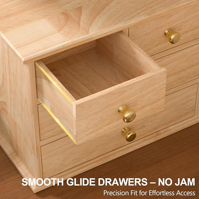 Oak Desk Organizer with Drawers, Durable Wooden Desktop Storage Box | 5 Drawer - Image 6