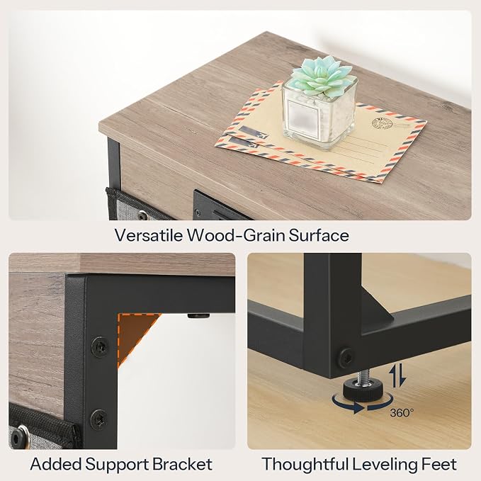 HOOBRO C Shaped End Table with Charging Station, 30” Adjustable Height Sofa - Image 9