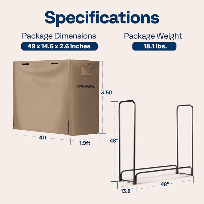 VIVOHOME 4 ft Heavy Duty Firewood Rack Outdoor - Image 7