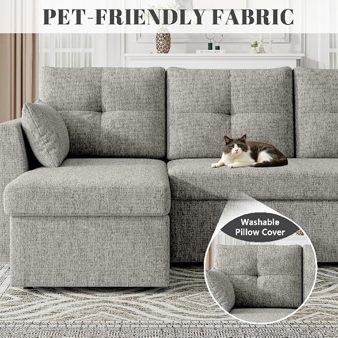 Huatean Home Sleeper Sofa Couch, 2 in 1 Sectional Sleeper Couch Bed - Image 7