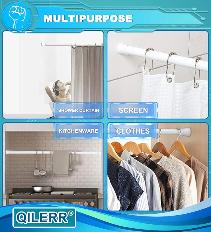 Short Tension Rod 16 to 28 Inche Small Shower Curtain Rods No Drilling - Image 7